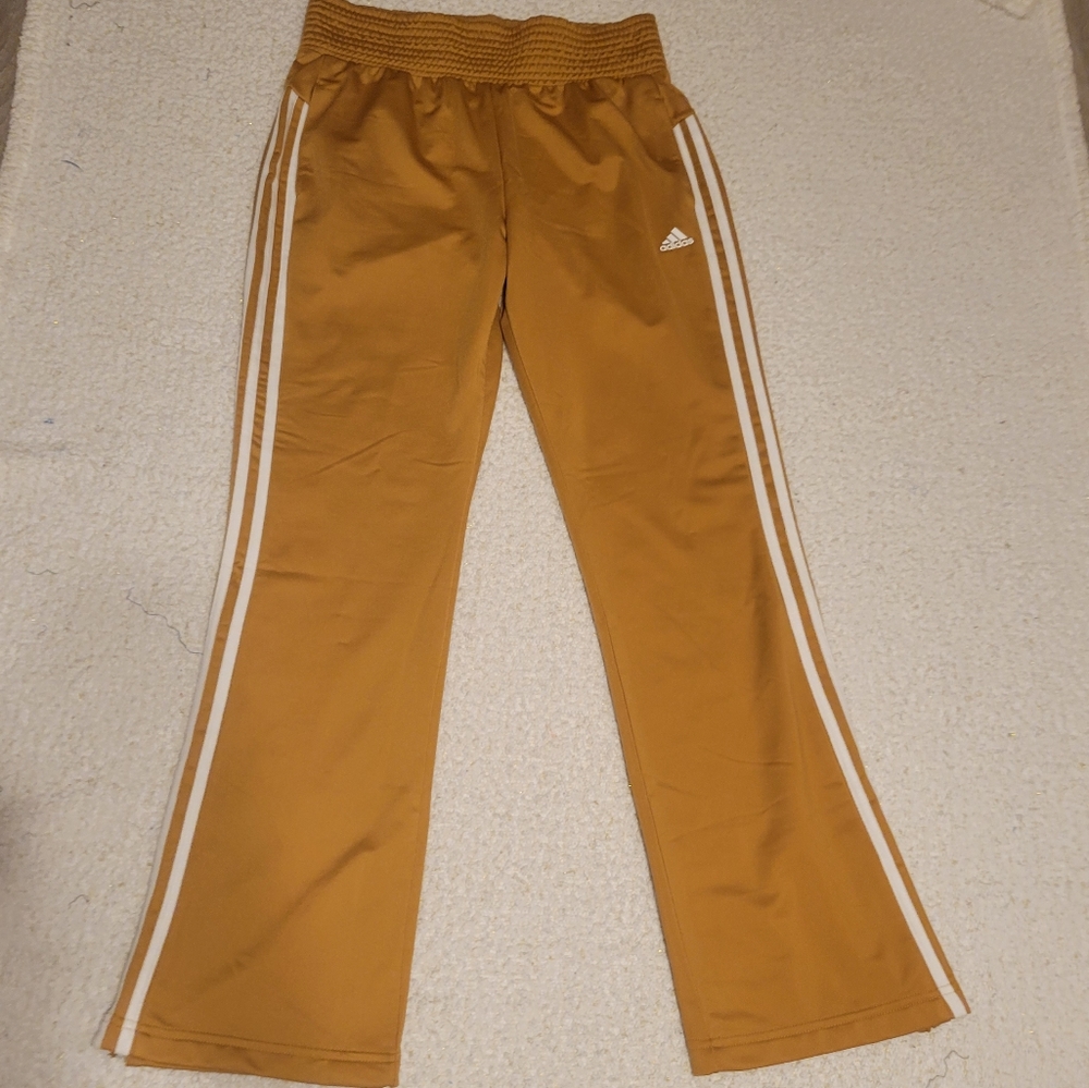 adidas Camel Track Pants with Cream Stripes
